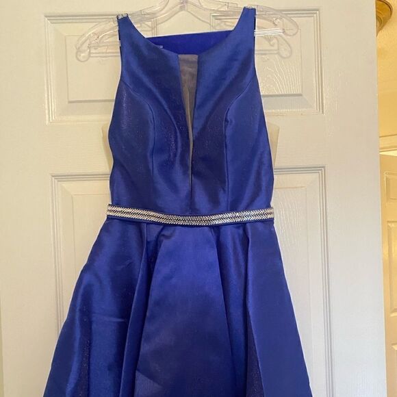 Anny Lee Blue Dress with Rhinestone Detail small - Picture 1 of 4